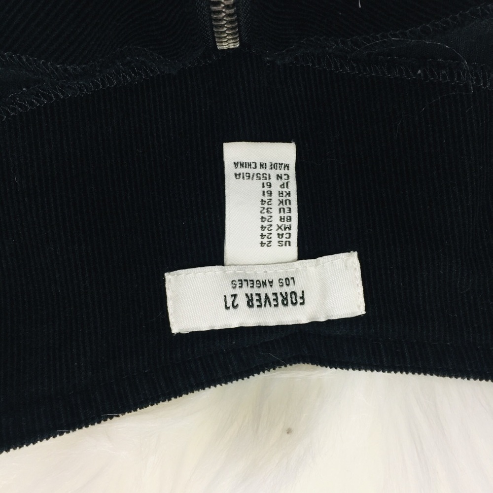F21 Black Corduroy Zip Front Mini Skirt | 24 - Picture 4 of 6